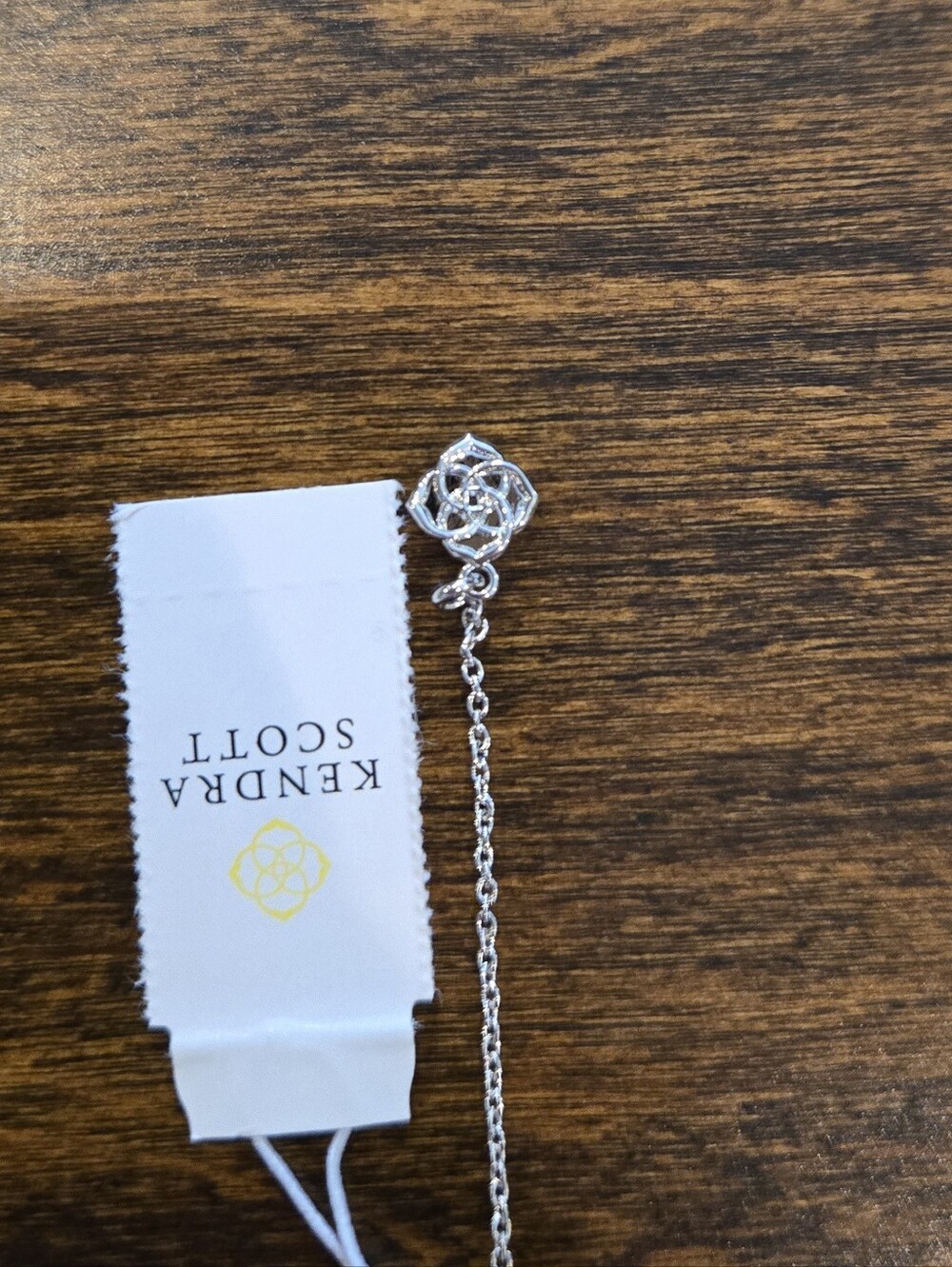 NWT Kendra Scott Susie Short Pendant Necklace Rhodium Dichroic Glass - Picture 9 of 10